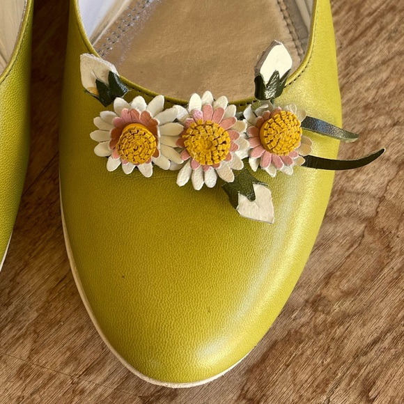 LEA FOSCATI Beautiful Soft Green Leather Ballet Flats Handmade Flowers 38 ITALY! - Picture 14 of 14